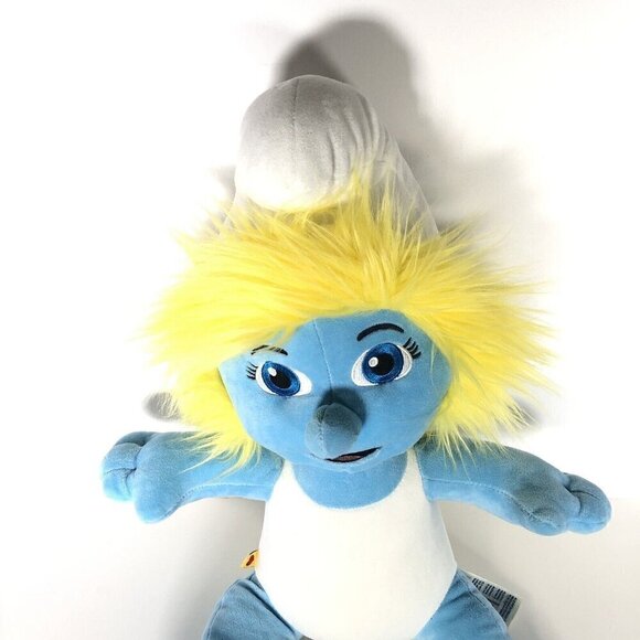 Build A Bear Smurfette Smurf Girl Plush Toy Stuffed Animal Blue White 18" Tall - Picture 2 of 7